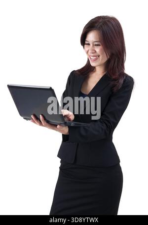 Asian women professional using laptop computer working from home ...