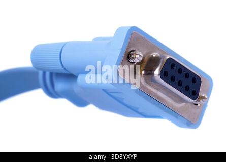 Close up console cable rj45 on white background Stock Photo