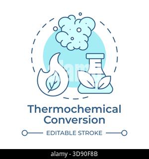 Thermochemical conversion soft blue concept icon Stock Vector
