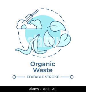 Organic waste soft blue concept icon Stock Vector