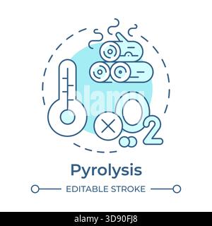 Pyrolysis soft blue concept icon Stock Vector