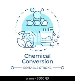 Chemical conversion soft blue concept icon Stock Vector
