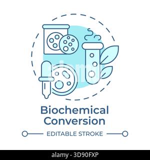 Biochemical conversion soft blue concept icon Stock Vector