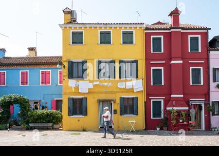 Colourful buildings on Burano Island in the Venetian Lagoon, Italy. Stock Photo