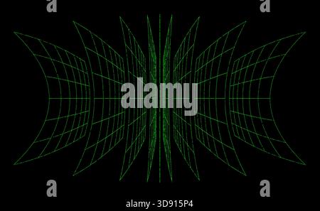 3d wireframe perspective grid room template design vector illustration background. Stock Vector