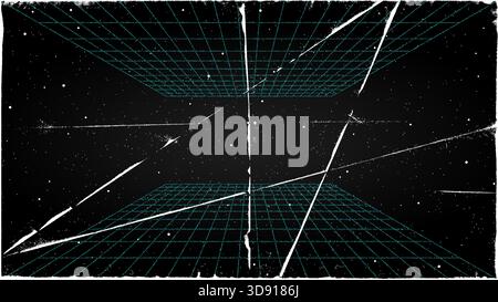 3D wireframe perspective grid room template design vector illustration background Stock Vector