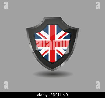 Great Britain flag in shield shape illustrated in vector Stock Vector