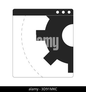 Gear symbol in browser window interface 2D line object Stock Vector