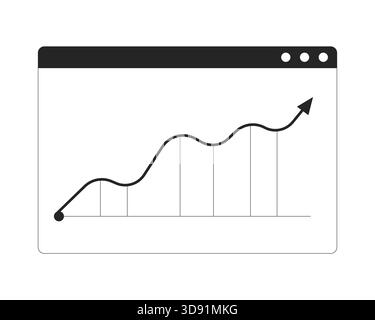 Rising line chart in browser window 2D cartoon object Stock Vector ...