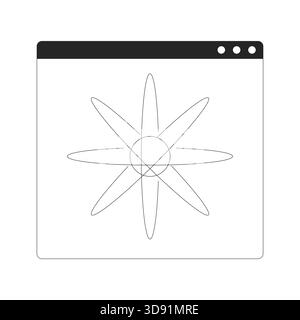 Atomic structure in digital window 2D line object Stock Vector