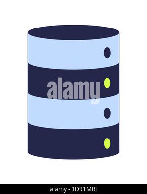 Cylindrical server with indicator lights 2D cartoon object Stock Vector