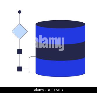 Database structure with flow diagram 2D cartoon object Stock Vector
