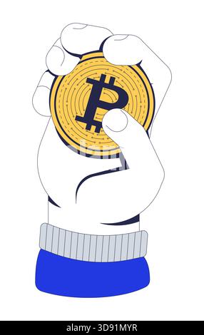 Hand holding bitcoin coin vector illustration Stock Vector