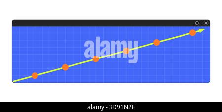 Upward trend graph interface window 2D cartoon object Stock Vector