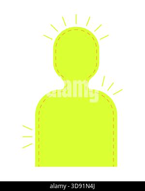 Glowing neon-green human silhouette with radiating lines 2D cartoon object Stock Vector