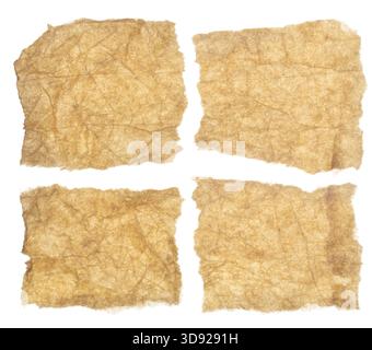 Wrinkled paper with torn edges on white background Stock Photo