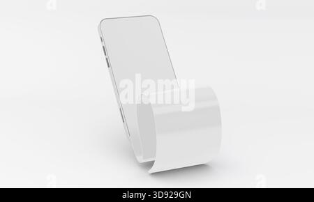 Smartphone on stand isolated Mockup. 3D Rendering Stock Photo