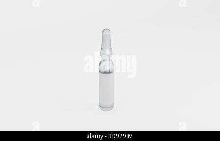 Single ampoule mockup isolated Mockup. 3D Rendering Stock Photo