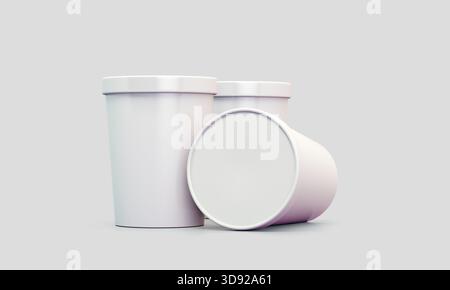 Isolated mockup 3D rendering white containers Stock Photo