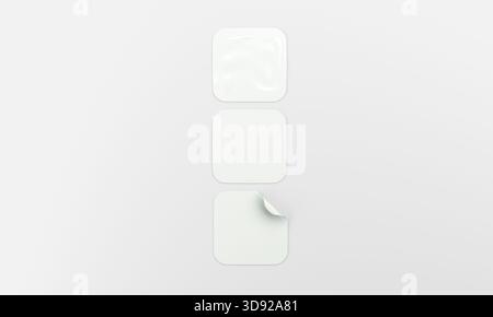 Square stickers isolated mockup 3D rendering Stock Photo