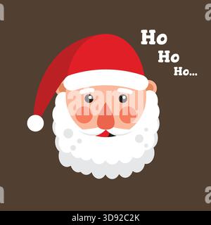 Cute Santa Claus Face Illustration with Ho Ho Ho Text – Christmas Holiday Vector Stock Vector