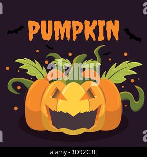 Halloween Pumpkin Illustration – Spooky Jack O’Lantern Vector Art Stock Vector
