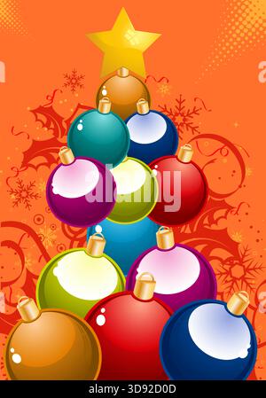 Christmas Tree of the balls, element for design, vector illustration Stock Vector