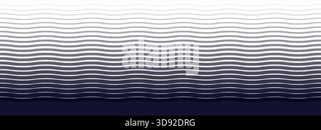 Gradient Transition Lattice. Wavy Curved Striped halftone gradation texture. Fading horizontal Dark Blue line background pattern. Vector parallel line Stock Vector