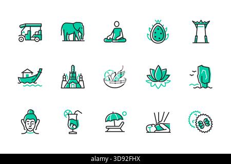 Travel to Thailand - line design style icons Stock Vector