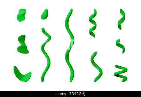 3d render of green abstract confetti shapes Stock Vector