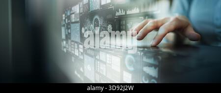 AI Automation and Predictive Analytics Interface for Digital Workflow Management. Stock Photo