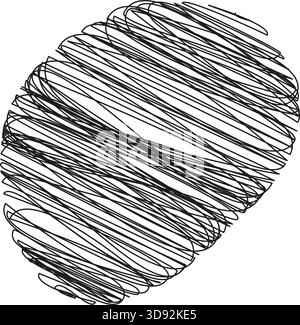 Pencil Scribble Oval Shape Doodle Minimalist Flat Design Grunge Texture Print or web materials decor. Isolated Vector illustration banners, Stories, promo content Design element Sticker, business card Stock Vector