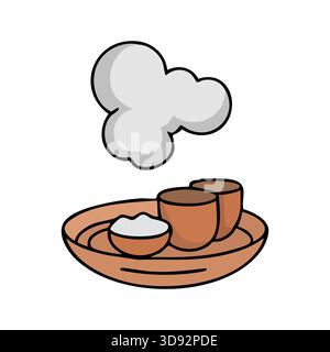 Illustration of aromatic beverage and condiments for a culinary experience Stock Vector