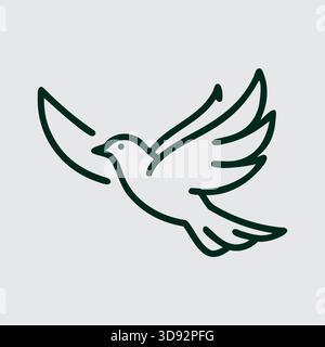 Elegant Line Art Dove Symbol for Peace and Tranquility Design Stock Vector