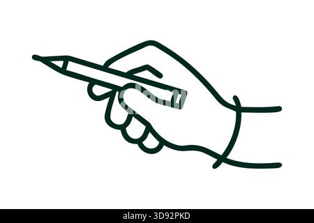 Hand holding pencil line art illustration design idea concept write Stock Vector