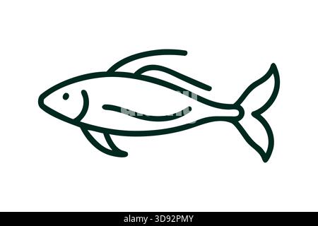 Simple Vector Fish Icon Illustration Swimming in the Ocean Waters Stock Vector