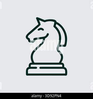 Stylized chess knight piece outline graphic illustration minimalist design Stock Vector
