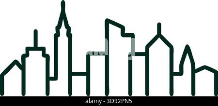 Simple city skyline outline icon great for urban style graphics Stock Vector