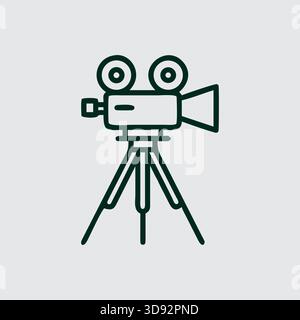 Retro Movie Camera Icon Vintage Film Production Equipment Illustration Symbol Stock Vector