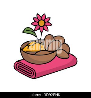 Relaxation and Wellness Spa Still Life with Flower and Towel Stock Vector