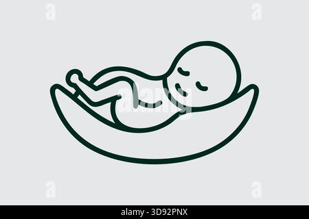 Sleeping baby resting peacefully icon in a moon shaped crib Stock Vector
