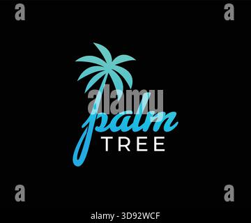 Palm Tree Signature Wordmark. Tropical Palm Wordmark Design Stock Vector