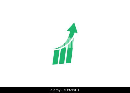 Green bar graph with upward arrow depicting growth and success Stock Vector