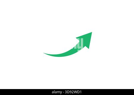Green arrow curving upward symbol of growth progress and positive direction Stock Vector