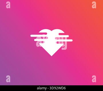 Abstract heart with motion lines on vibrant gradient background Stock Vector