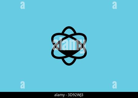 Trendy Professional Quantum Home Logo Design on Electric Blue Background Stock Vector