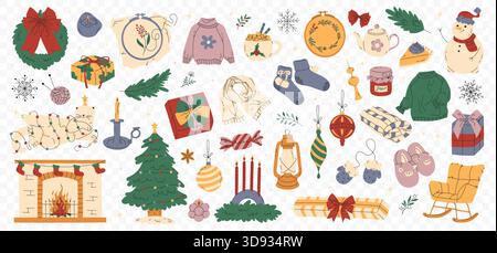 Set of decorative christmas element vector Stock Vector