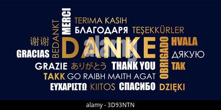 thank you text in different languages vector illustration Stock Vector