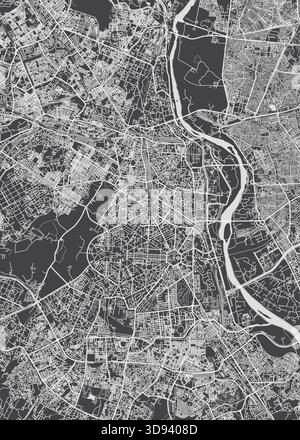 City map Delhi, monochrome detailed plan, vector illustration Stock Vector