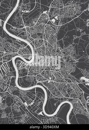 City map Dusseldorf, monochrome detailed plan, vector illustration Stock Vector